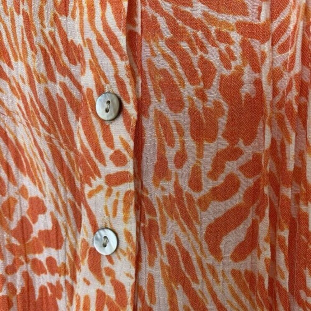 Nanette Lepore Top Womens Size Large Orange Animal Print Sleeveless Button - Picture 4 of 9